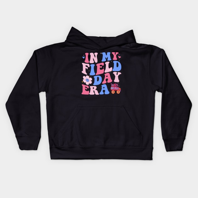 In My Field Trip Era Retro Groovy Teacher Field Day 2024 Kids Hoodie by mayamaternity